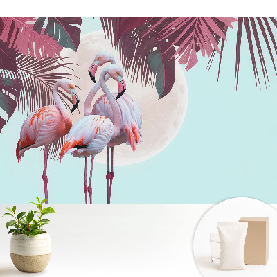 Tapeta Barevní plameňáci v tropickém prostředí