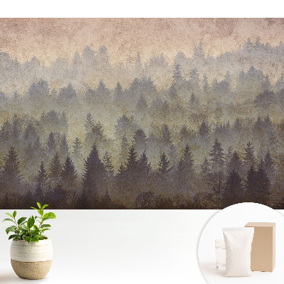 Tapeta do obývacího pokoje s motivem atmosférických lesů zahalených v mlze