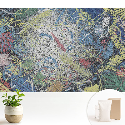 Tapeta do obývacího pokoje s abstraktním motivem listů plných energie