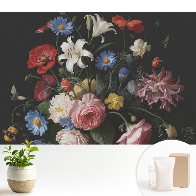 Samolepící tapeta Klasická květinová kytice s hmyzem