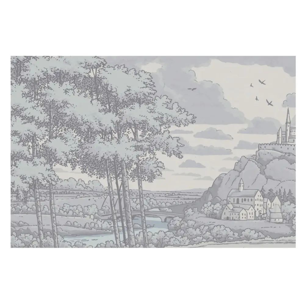 Tapeta na zeď Hrad, les, řeka, klasická ilustrace