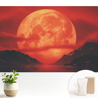 Samolepicí tapeta s motivem měsíce nad horami v sytých barvách