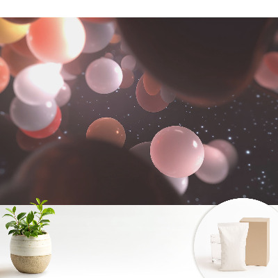 Tapeta na zeď s barevnými průhlednými abstraktními koulemi