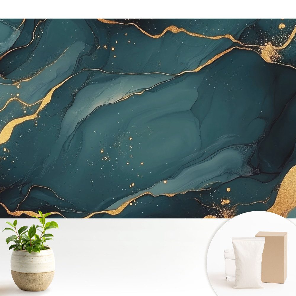 Tapeta do obývacího pokoje s elegantním abstraktním vzorem v tmavě modrých tónech