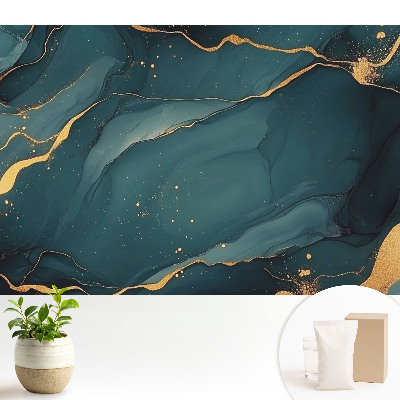 Tapeta do obývacího pokoje s elegantním abstraktním vzorem v tmavě modrých tónech