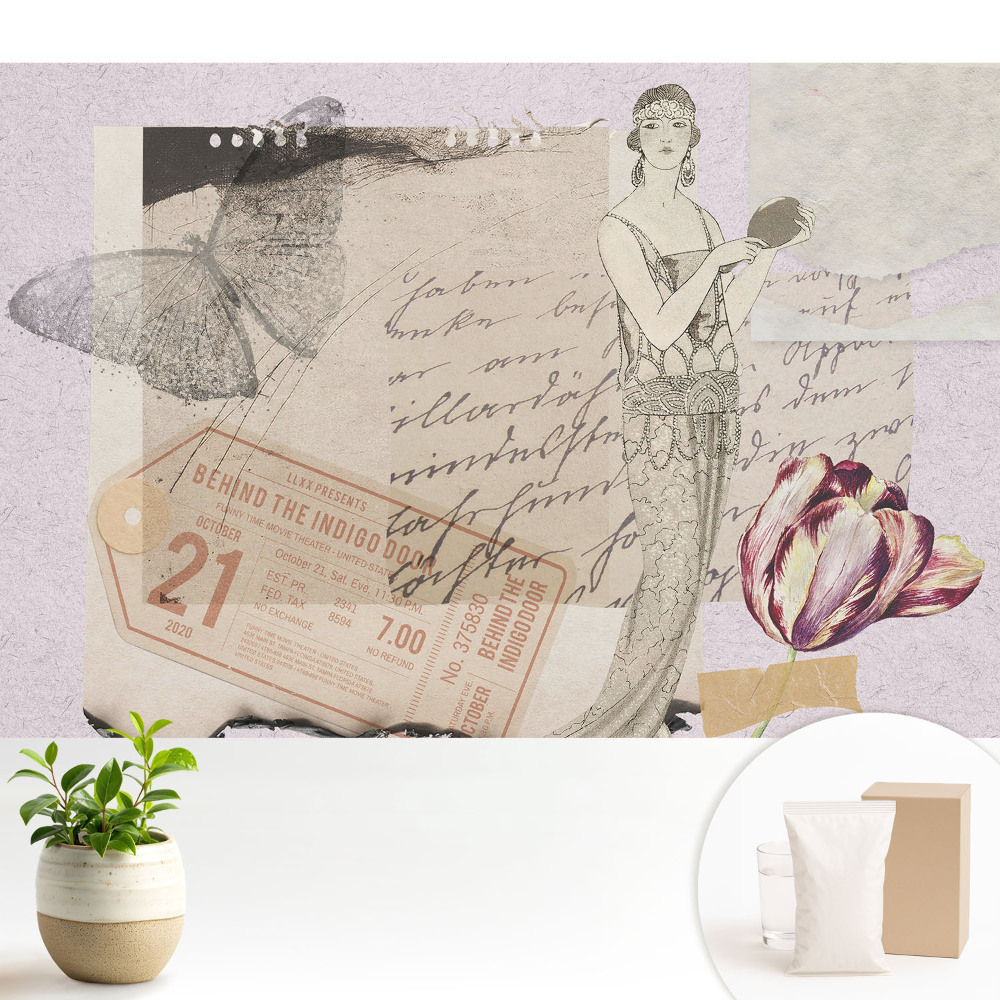 Samolepící tapeta s retro romantickou koláží