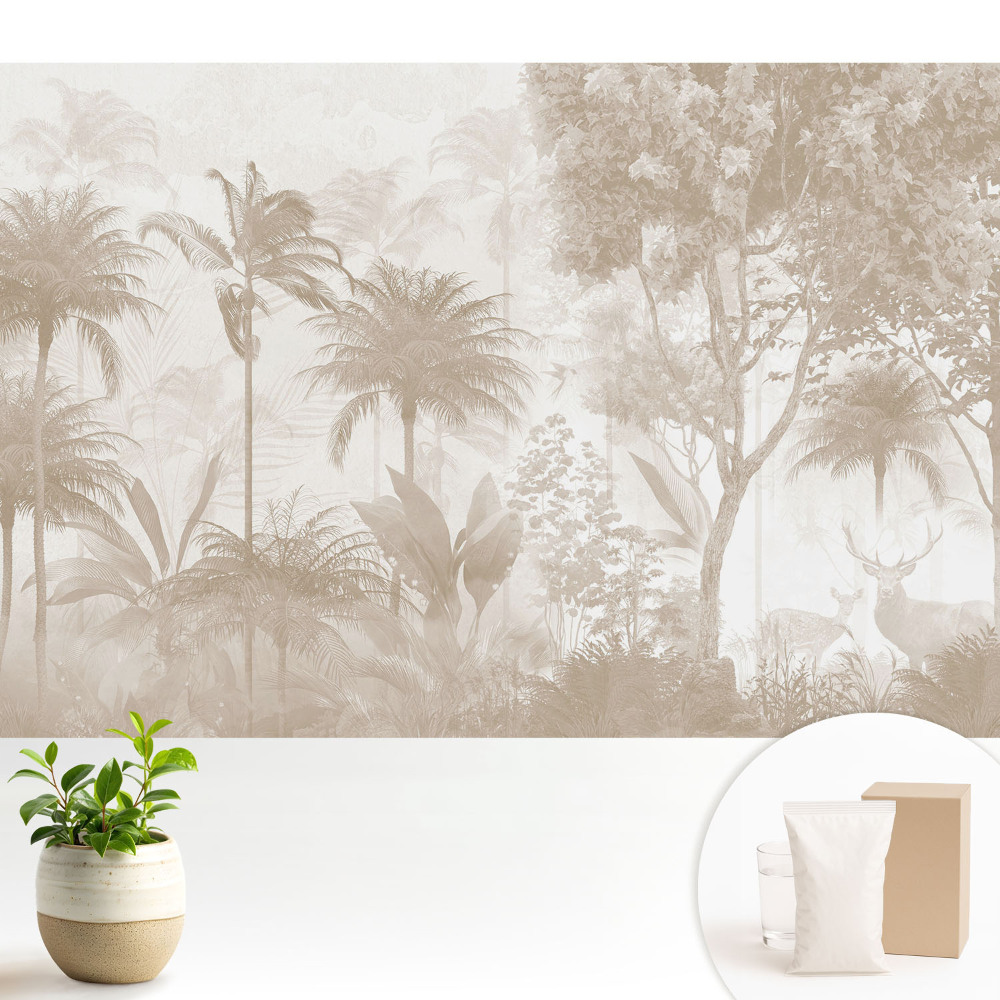 Samolepící tapeta s jemným tropickým lesem a jeleny