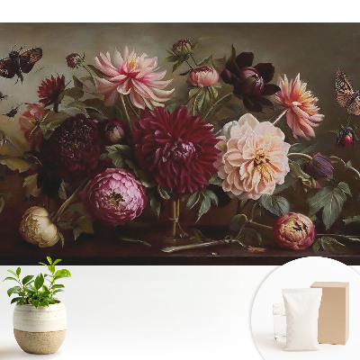 Tapeta na zeď Květiny a motýli v klasické kytici