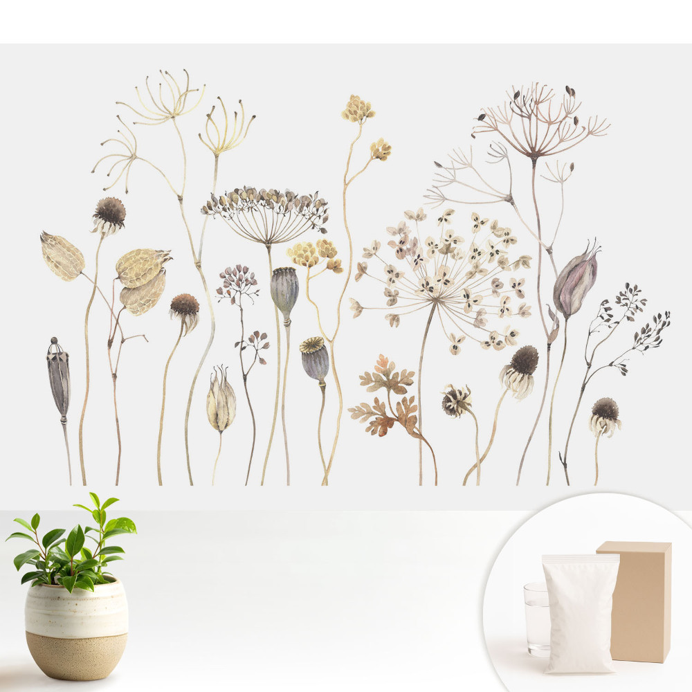 Tapeta s rustikálním motivem složení sušených rostlin