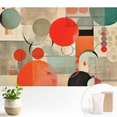 Tapeta do obývacího pokoje s geometrickými tvary, kruhy a obdélníky