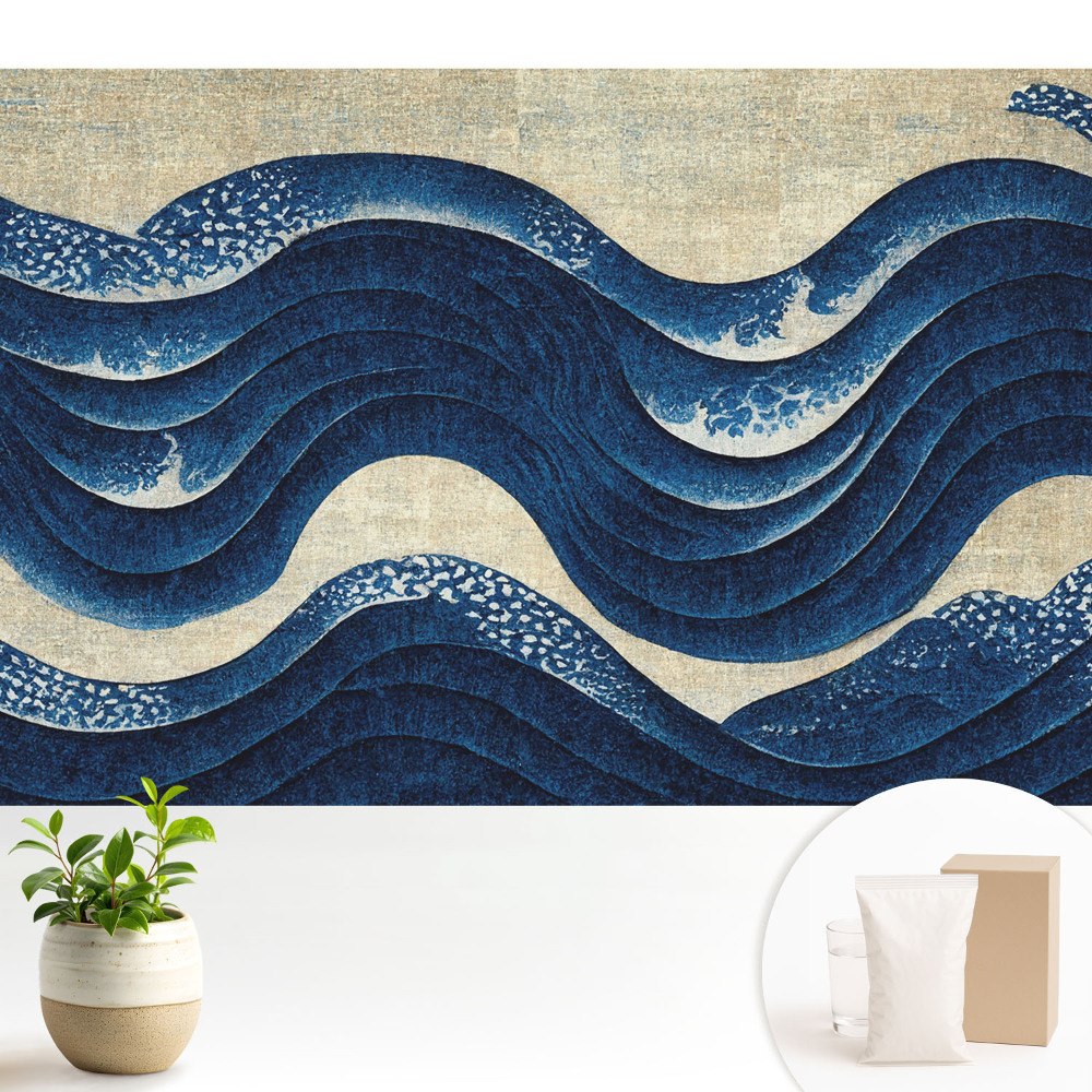 Tapeta s elegantním motivem tmavě modrých vln
