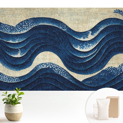 Tapeta Elegantní harmonický motiv tmavě modrých vln