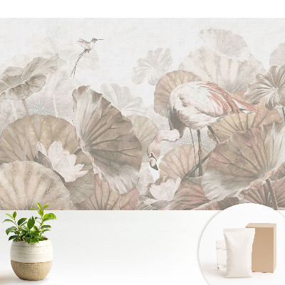 Samolepící tapeta s motivem plameňáka mezi listy