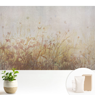 Tapeta na zeď s motivem květin a motýlů v pastelových barvách