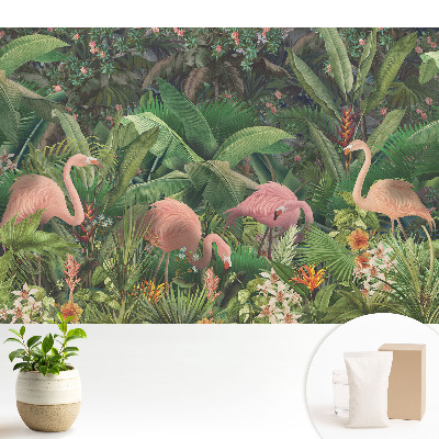 Samolepící tapeta s motivem tropické exotiky a plameňáků