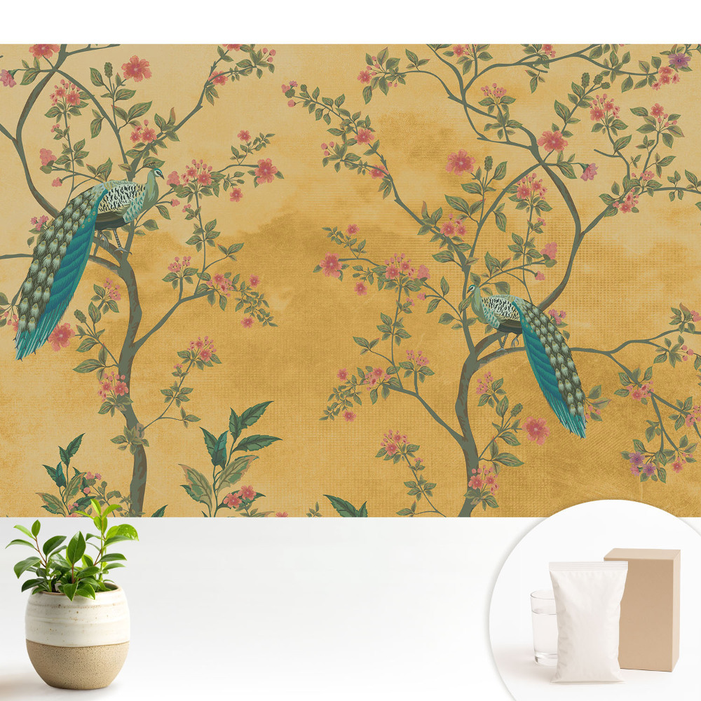 Tapeta na zeď s pávími květy