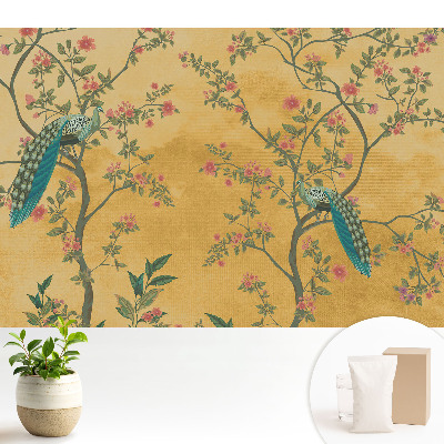 Tapeta na zeď Páví květinové motivy