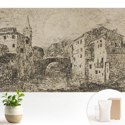 Samolepící tapeta Klasické budovy most přes řeku.