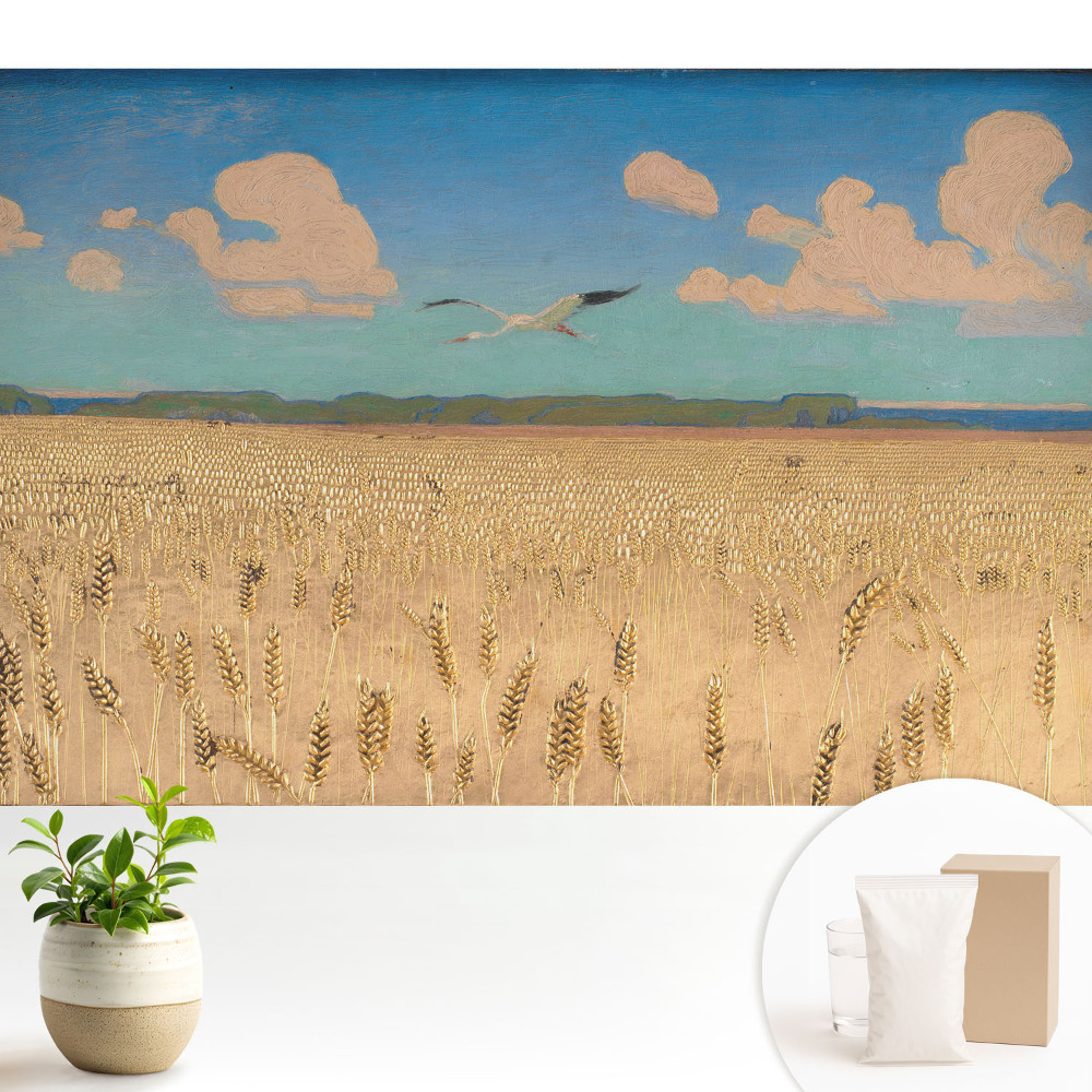 Samolepící tapeta se vzorem pšeničného pole pod oblohou