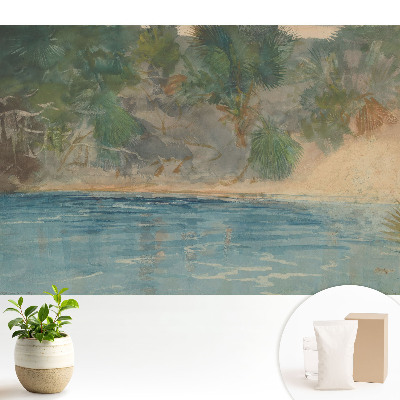 Tapeta do obývacího pokoje s motivem exotické krajiny pro relaxační atmosféru