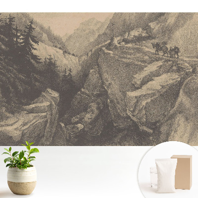 Samolepící tapeta s motivem horské krajiny a cestovatelů