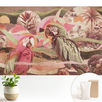 Samolepící tapeta Exotických papoušků a tropické vegetace