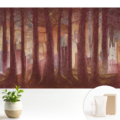 Tapeta Les s abstraktními budovami v pozadí