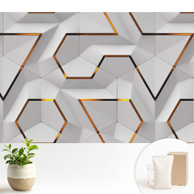 Tapeta na zeď Geometrické šestiúhelníky se žlutými akcenty