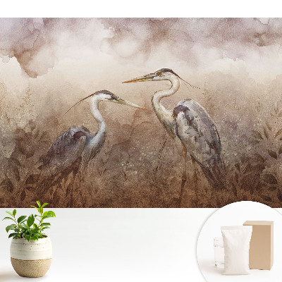 Tapeta na zeď Dva jeřábi v jemných barvách