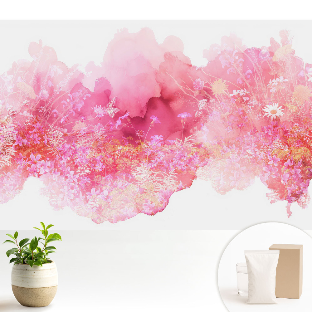 Samolepící tapeta s růžovým květinovým abstraktním motivem