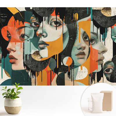 Tapeta Abstraktní tváře v intenzivních barvách
