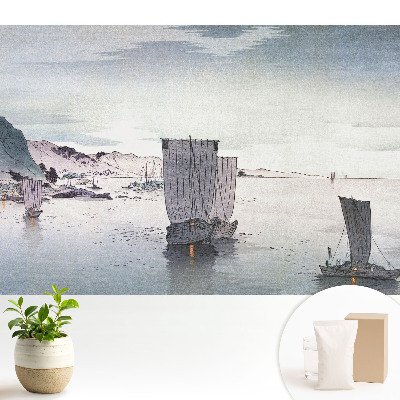 Tapeta na zeď Plachetnice na klidné vodní ploše mezi kopci