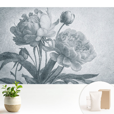 Tapeta na zeď Šedé jemné květiny elegance struktura