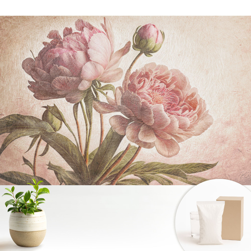 Tapeta s motivem pivoněk v klasickém stylu