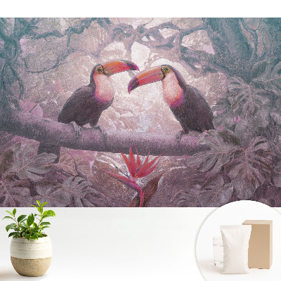 Samolepící tapeta Barevné tukani v tropické džungli