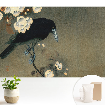 Tapeta na zeď Japonský pták v květinách