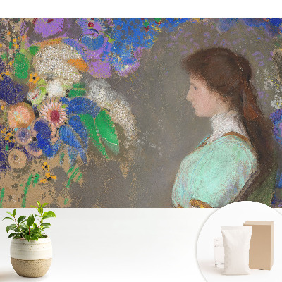 Tapeta do obyvaku Žena mezi květinami