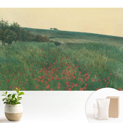 Tapeta na zeď Rustikální louka plná máků a stromů