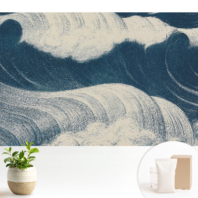 Samolepící tapeta Vlny na tmavě modrém pozadí