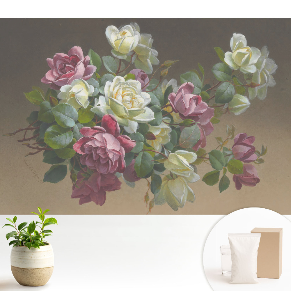 Tapeta na zeď s romantickou kompozicí květin a listů