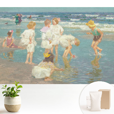 Tapeta do obývacího pokoje s motivem dětí u moře ve stylu dětských léta