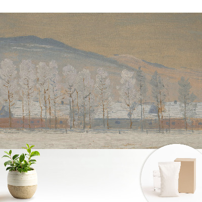 Tapeta na zeď Zimní horská krajina s malebnými chatkami