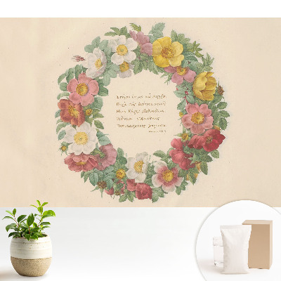 Tapeta do obývacího pokoje s klasickým květinovým věncem