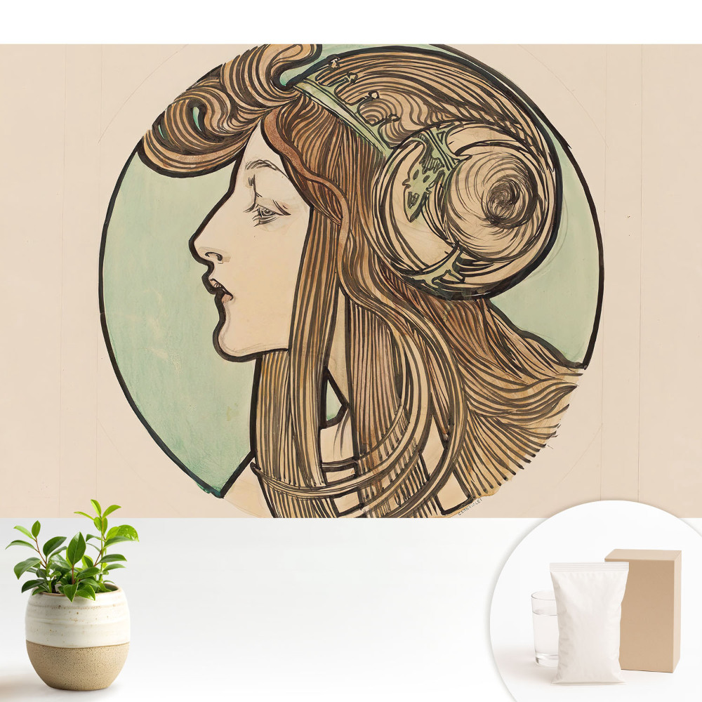 Tapeta na zeď s motivem elegantní secesní ženy v profilu