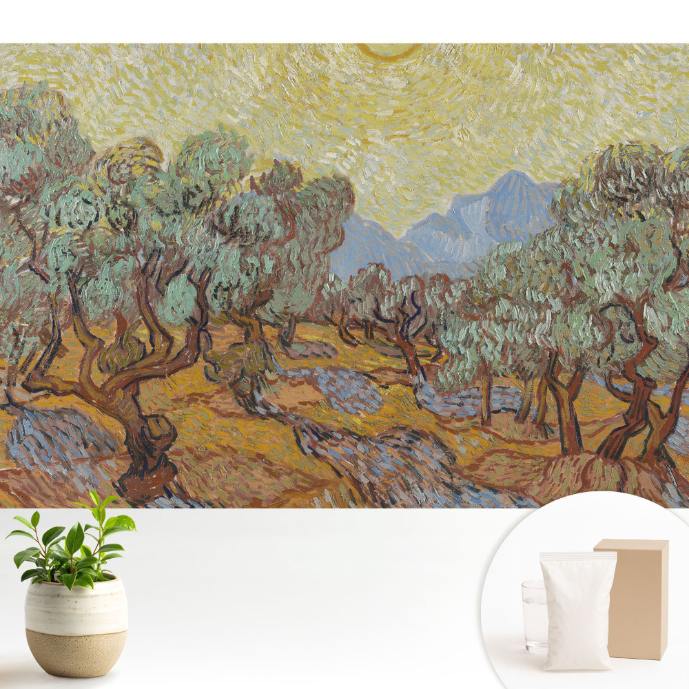 Tapeta do obývacího pokoje s motivem energické krajiny plné barevných detailů