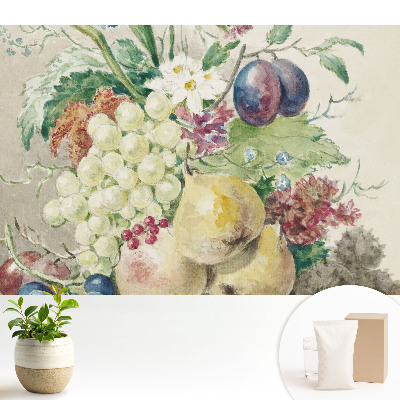 Samolepící tapeta Zátiší s ovocem a květinami