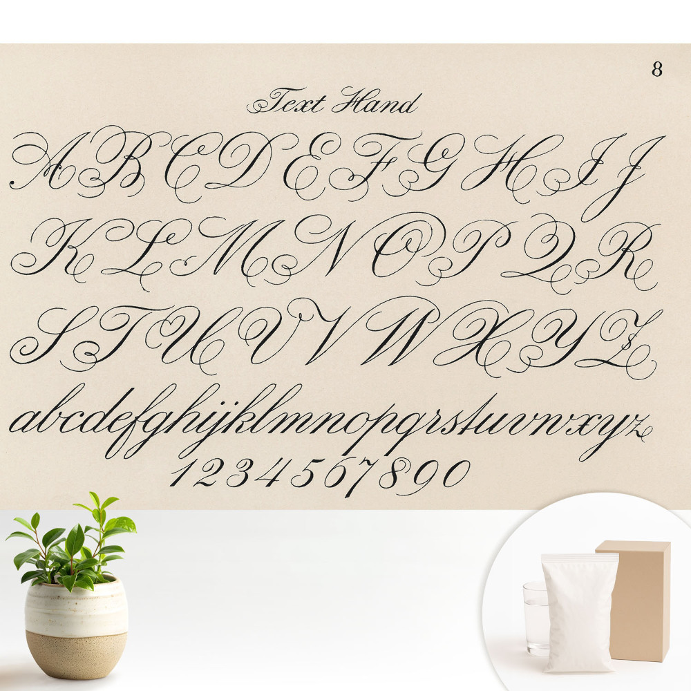 Tapeta s kaligrafickou abecedou a propracovanými ozdobami