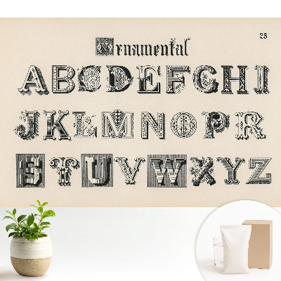 Tapeta do obývacího pokoje s dekoračními retro písmeny v klasickém stylu