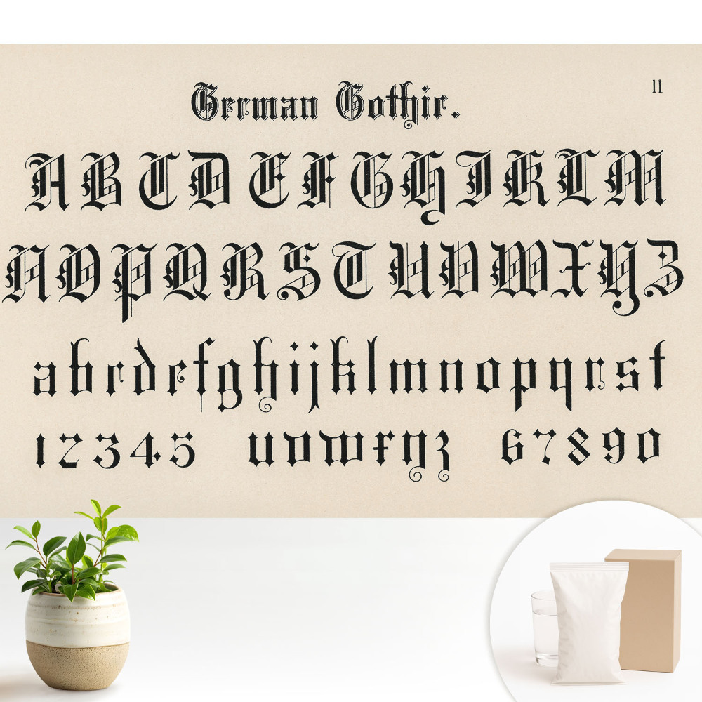 Tapeta s motivem gotické abecedy v elegantním dekorativním provedení