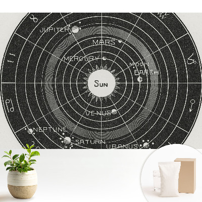 Tapeta do obývacího pokoje s retro motivem sluneční soustavy